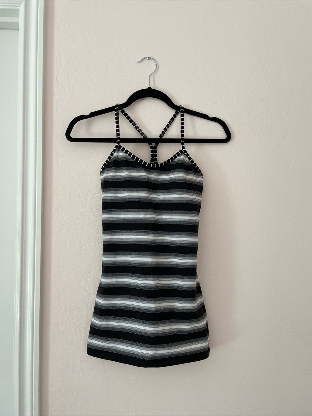 Vintage Lululemon Athletica Black and White Striped Racerback Tank Top